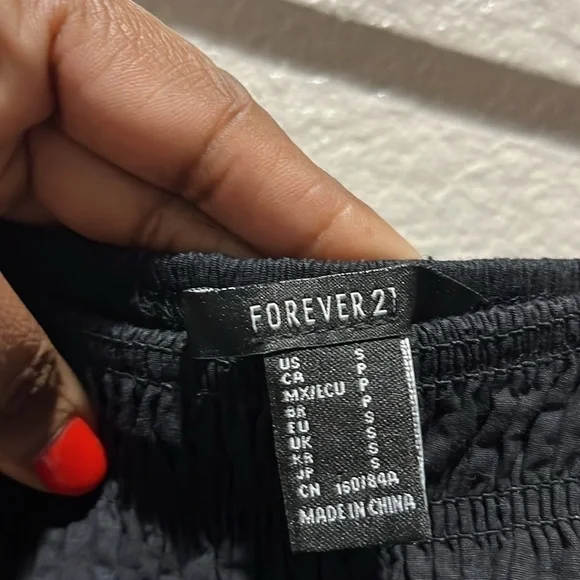 Forever 21 Tiered Puff-Sleeve Midi Dress Black Size Small Cottage Core Boho‎ - Picture 10 of 13